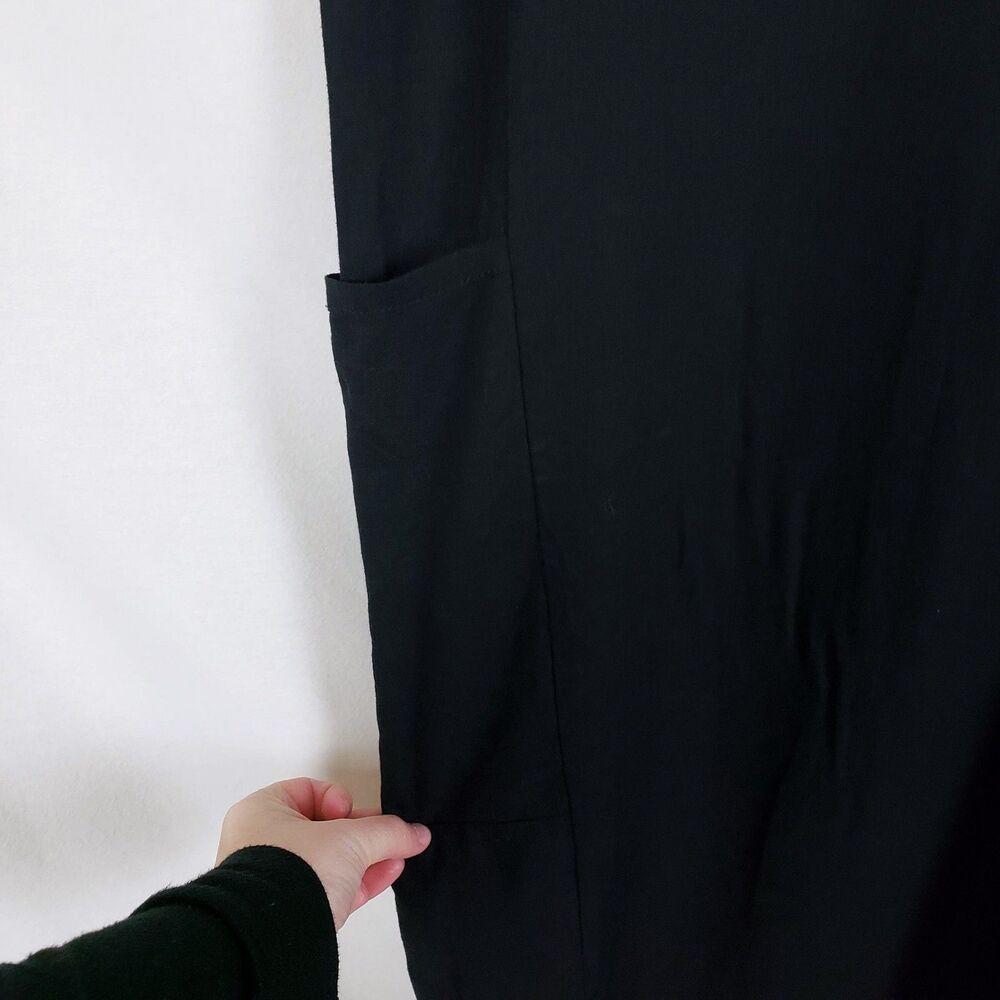 Urban Outfitters Linen Minimalist Lagenlook Dress Womens M Button Down Black - Picture 5 of 7